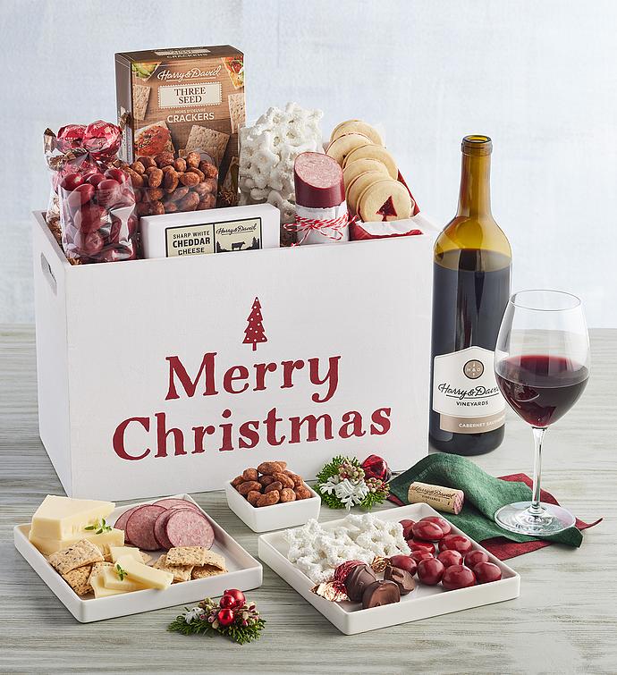 Merry Christmas Crate with Wine